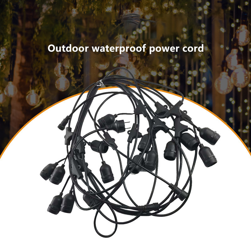 Outdoor waterproof String E27 Lamp Headlight String Power Cord E26 Extension Cable