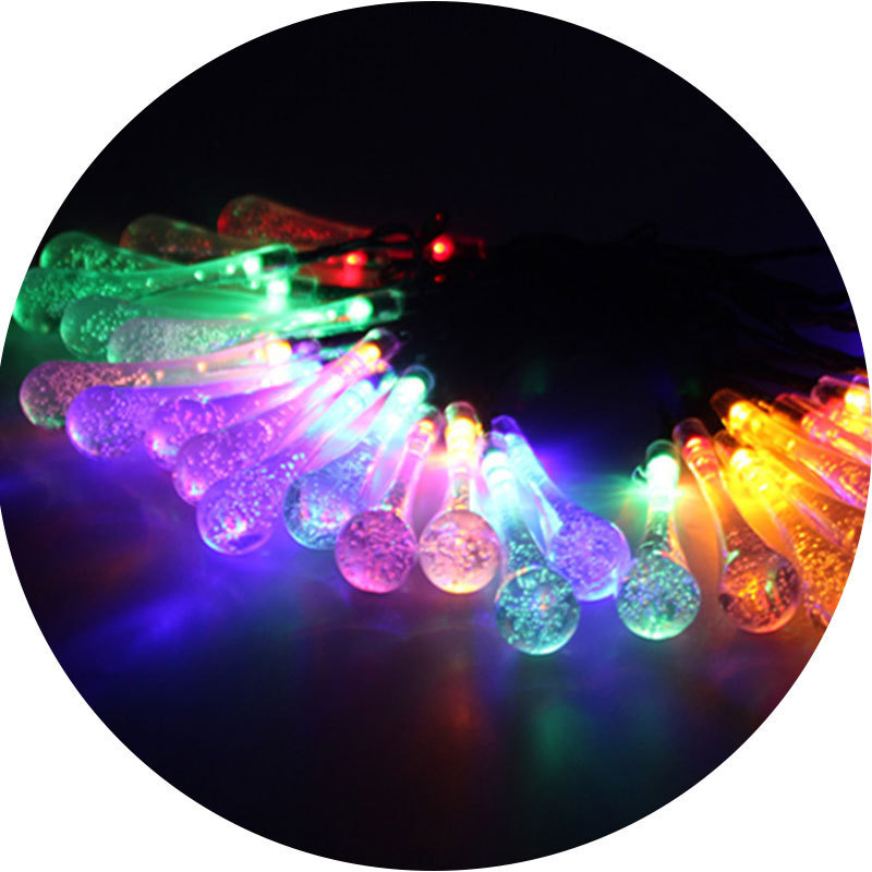 Solar Power 30 Lights Water Drop LED Holiday Strings light Outdoor IP44  Garden Party Colorful Christmas Lights