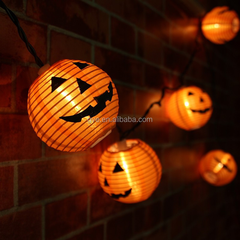 Orange pumpkin bulb led string lights  with black wire and battery box for Halloween indoor decoration lighting