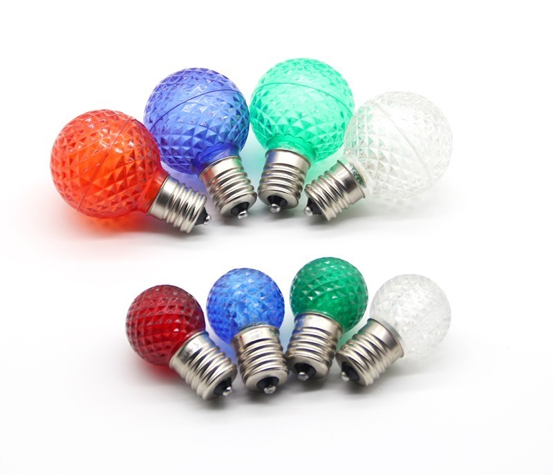 High Efficiency Christmas Light String Replacement G30 G40 LED Faceted Bulb Red Blue Green