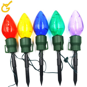 new multicolor led waterproof C9 christmas stake lights for outdoor garden pathway