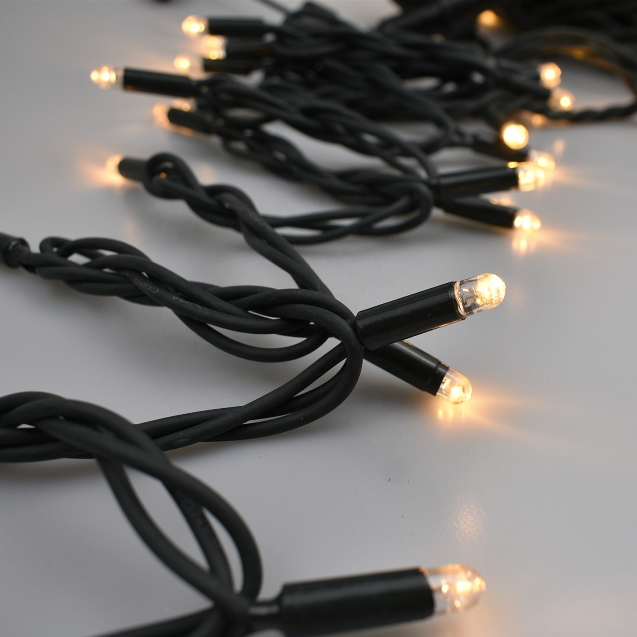 5m 10m 20m IP65 Black Rubber Cable Light String Warm White LED Garland Light Fairy Christmas Lights