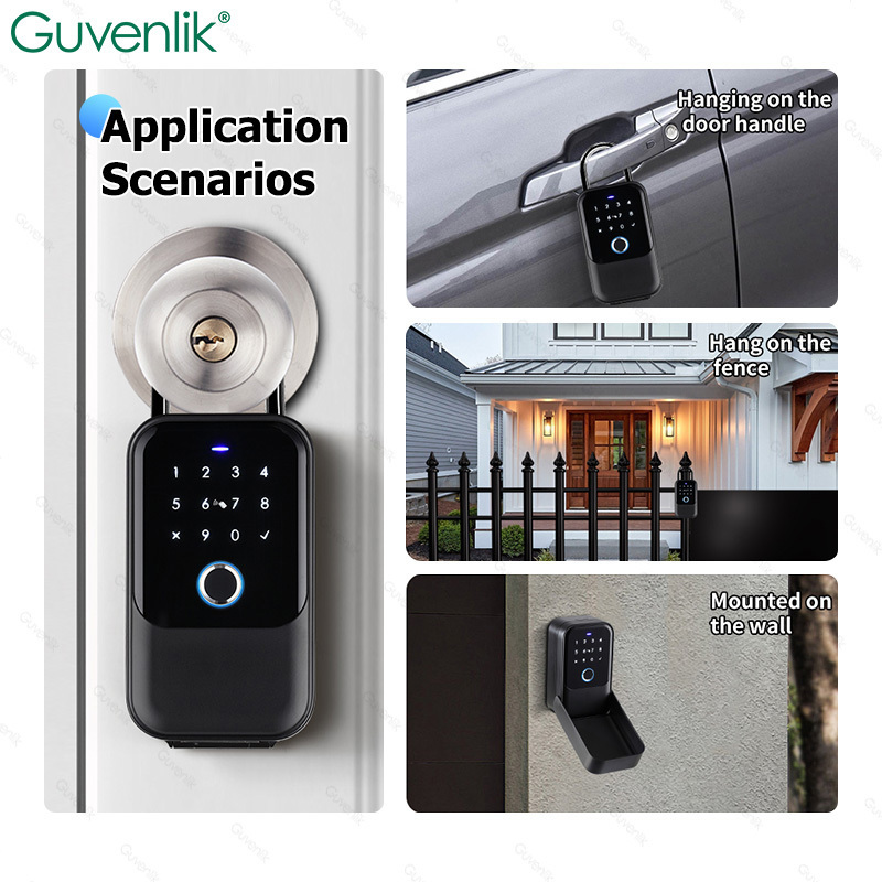 Guvenlik Waterproof Tuya Wifi Hanging Anti Theft Car Fingerprint Smart Key Lock Box Outdoor With Password