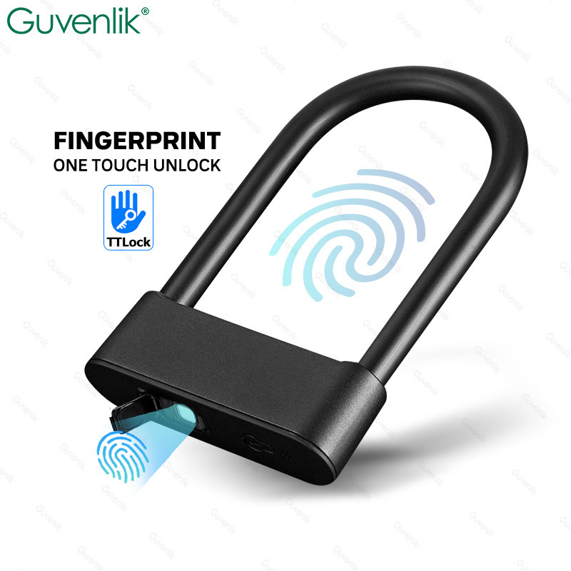 Guvenlik TTlock Bicycle Electronic Anti Theft Security Recognition Smart Fingerprint Lock Padlock U-Shaped Padlock