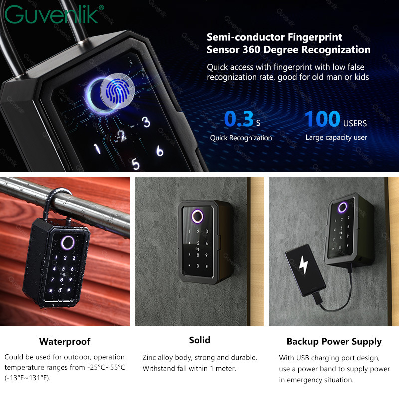 Guvenlik Faraday Box For Car Keys Security Electronic Digital Fingerprint TTlock Tuya Smart Key Lock Box