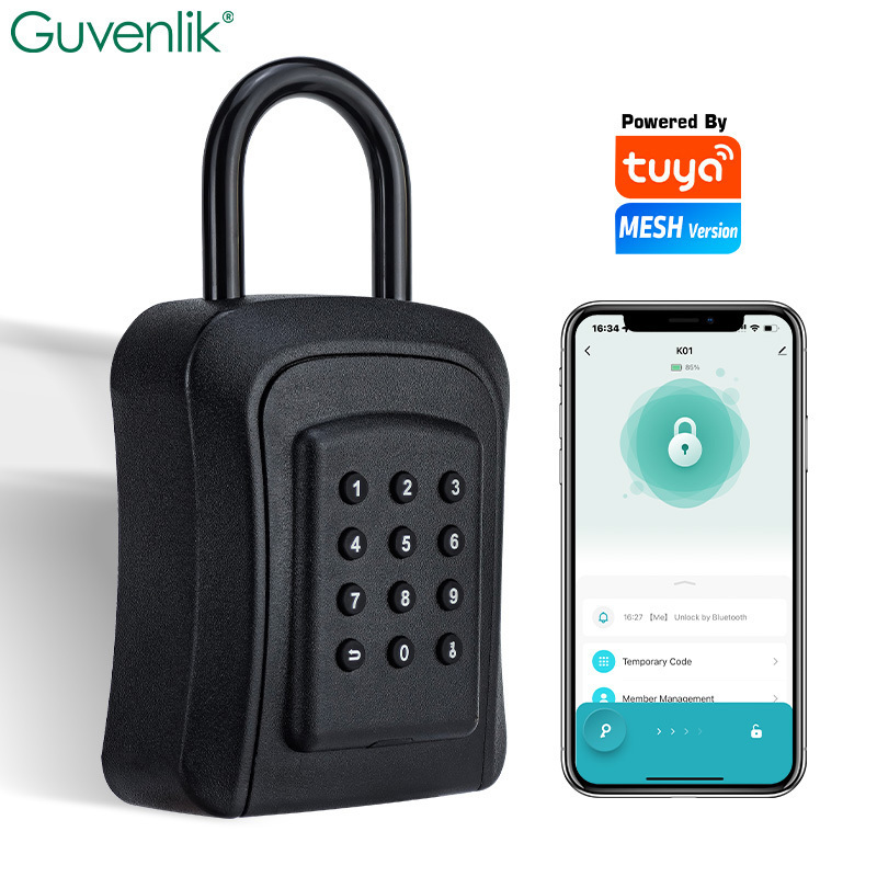 Guvenlik Tuya Waterproof Electric Password Biometric Wall Mounted Key Safe Lock Box Outdoor Smart Key Box