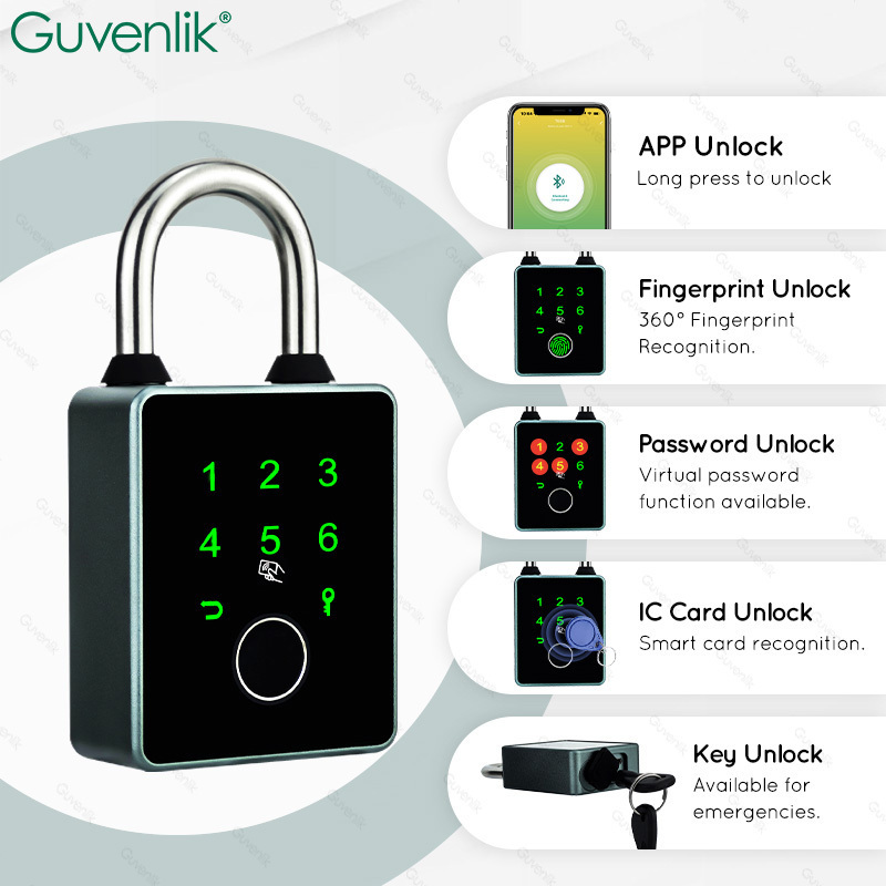 Candado Con Huella Digital Outdoor Zinc Alloy Resettable Combination Padlock Power Control Lock App Nfc Intelligent Padlock