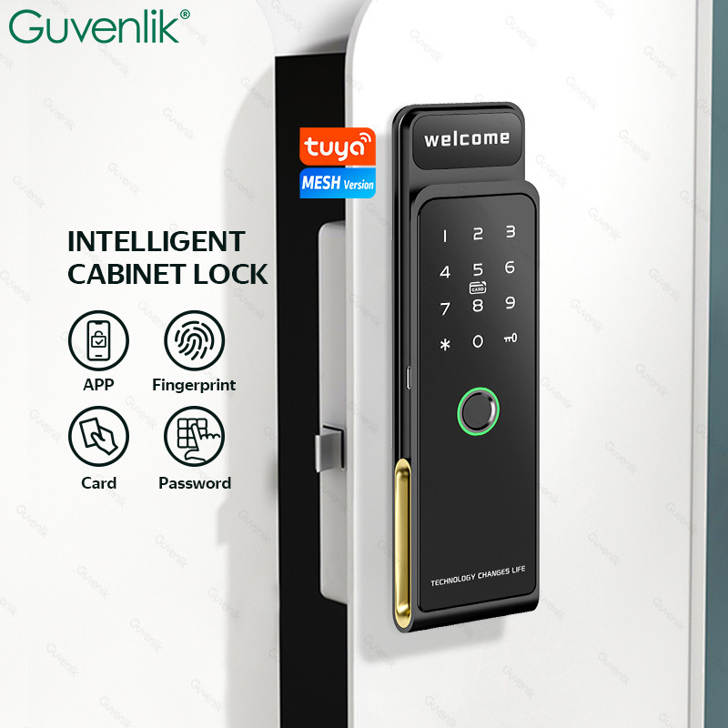 Guvenlik Smart Locker Lock Electronic TTLOCK APP Ble RFID Fingerprint Drawer Cabinet Lock With Touch Keypad Password