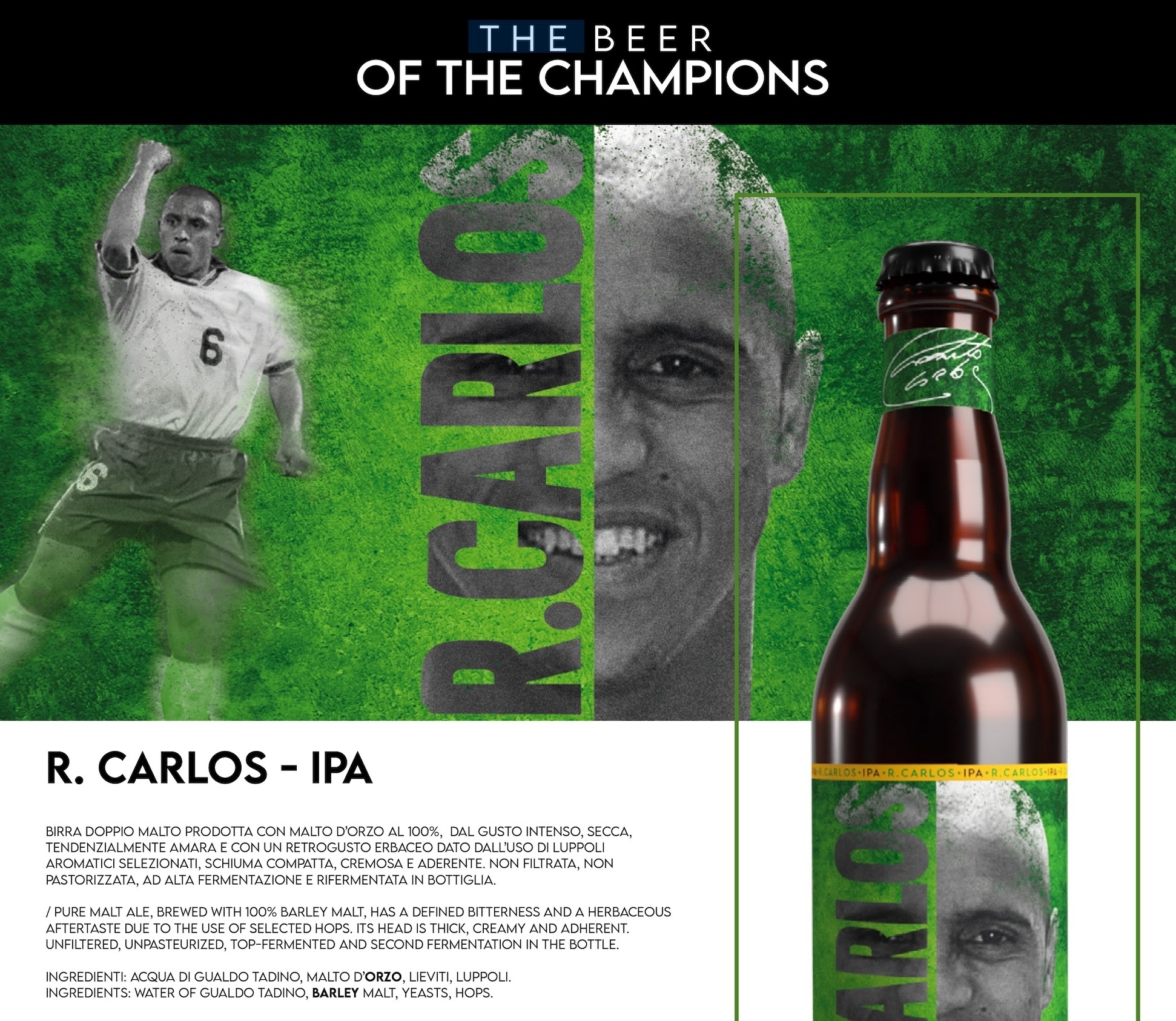 Roberto Carlos RC3 Italian IPA BEER 333ml bottles Pure Malt ALE The Wine of Champion GVERDI Selection Made Italy Italian Beer