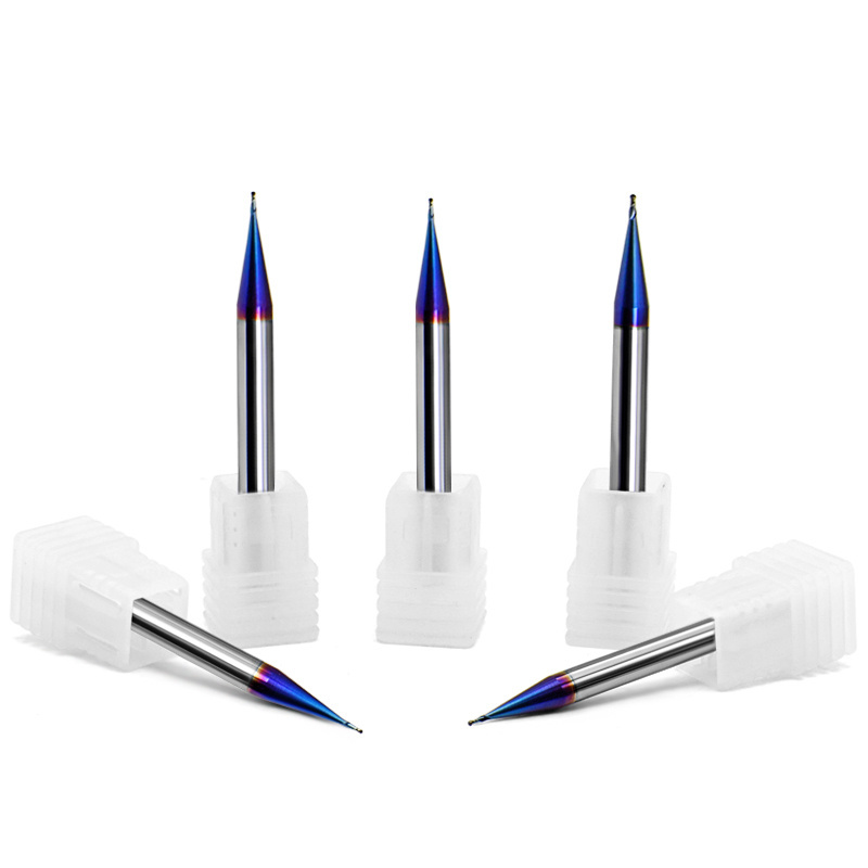 HRC60 2 Flutes R0.1/R0.2 Mini Diameter Carbide Micro End Mills for steel cnc tools accessories router bit With Nano Coat