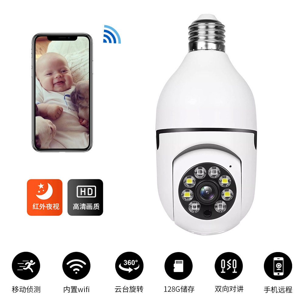 Guangdong Home Lightbulb Night Vision Security Light Bulb PTZ Camera Wifi Outdoor Indoor 1080p 360 Spin Camera For The House