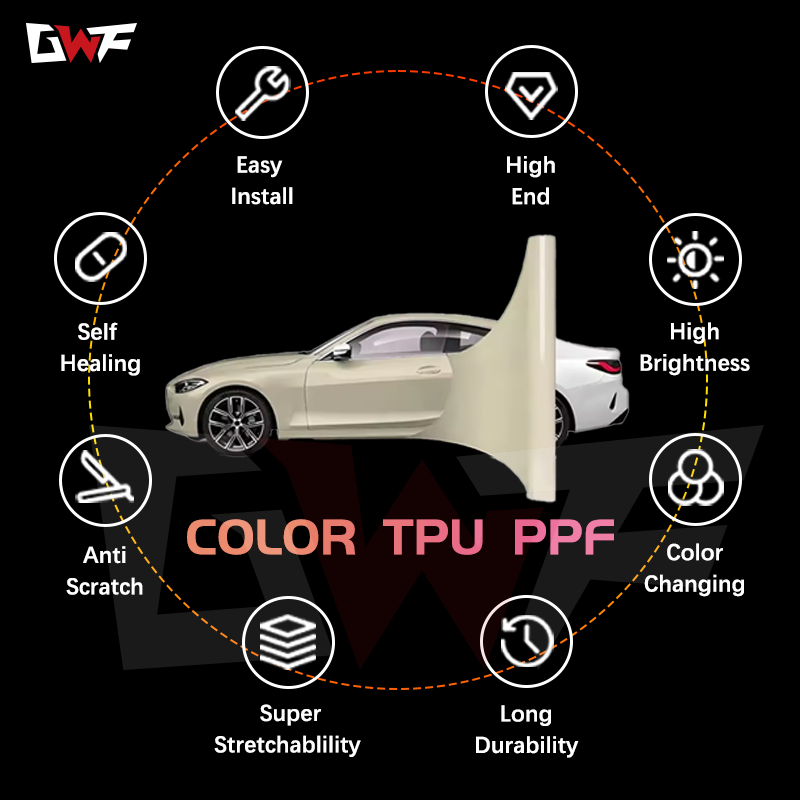 10 years warranty hyper gloss tpu color ppf film self healing no yellow peel metallic red color tpu ppf colored car wrap