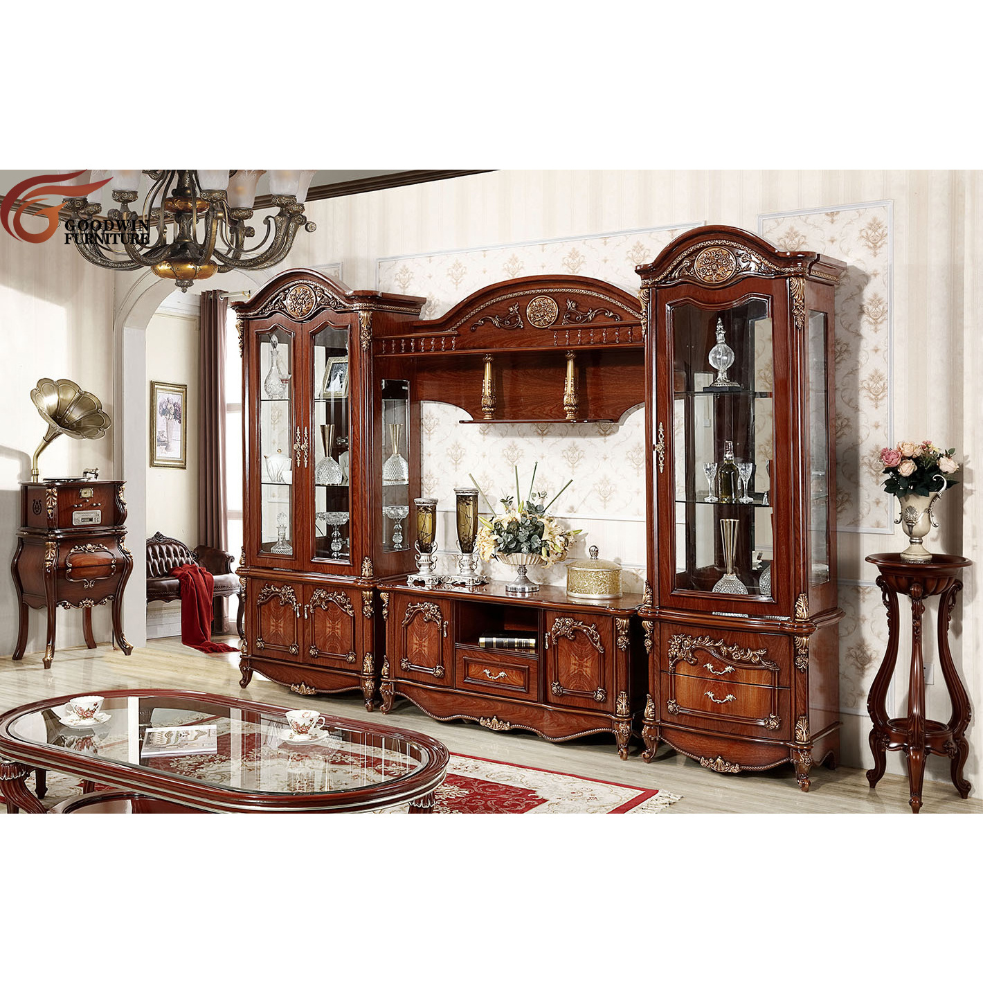 Goodwin Classic Antique Style Wooden Living Room Furniture Living Room Cabinets TV Unit For Living Room GD49