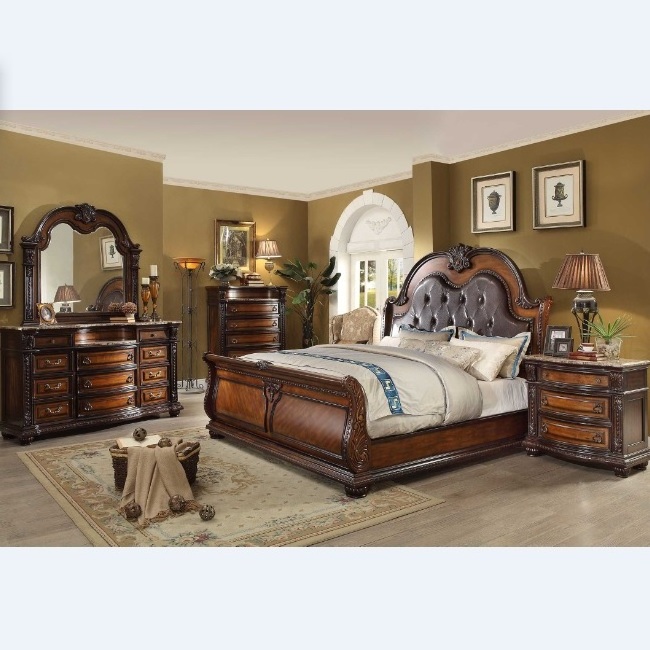 Classic King Size Bedroom Set European Style Hot Sell Royal Luxury Bedroom Furniture WA190