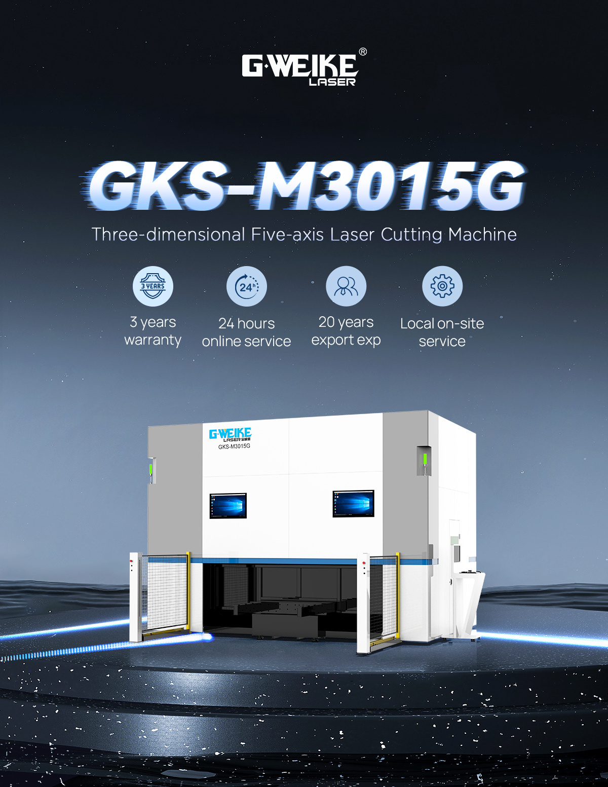 High Tech Price Gweike GKS-M3015G Metal Sheet 3015 Optical  fiber laser cutting machine