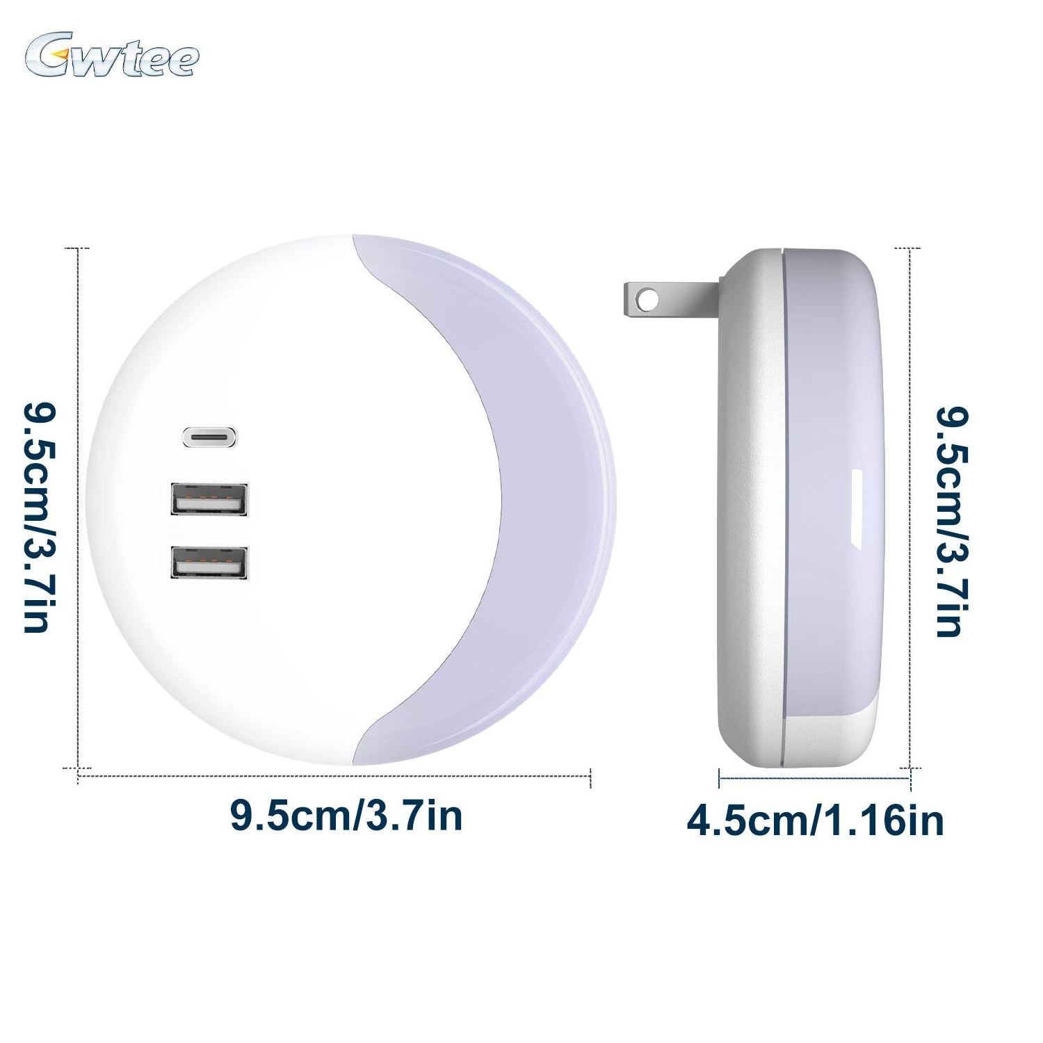 universal   2 usb with type C  LED Night Light  power socket