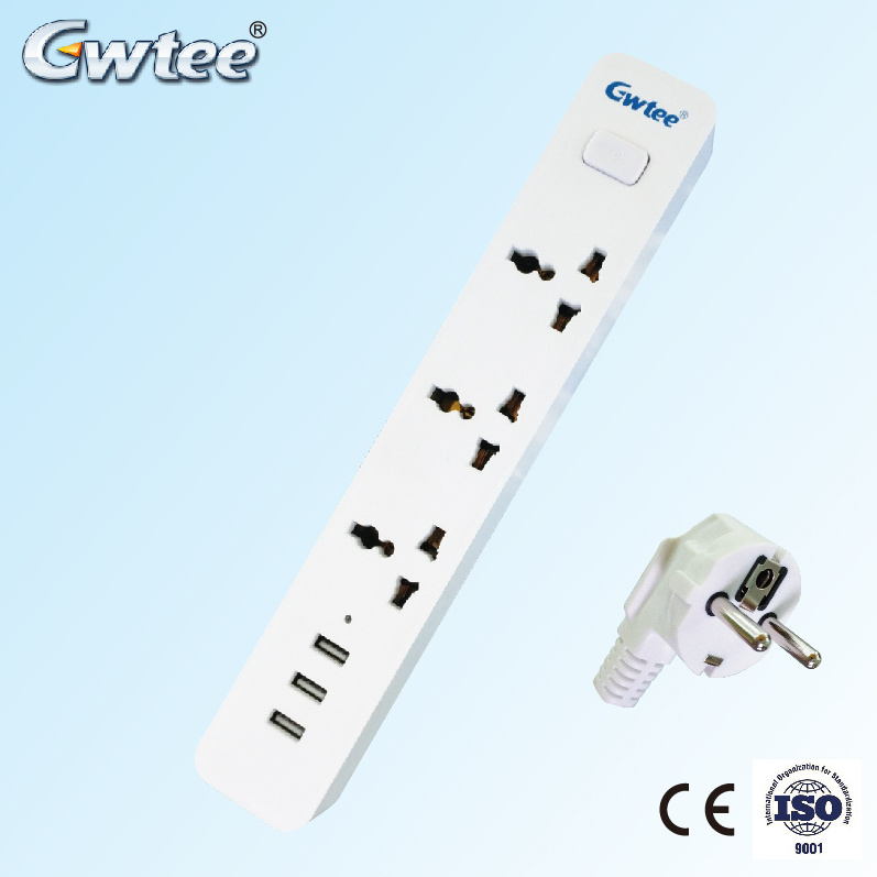 Hot Selling Philippines Indonesia Malaysia 2 Flat Pin Plug Adapter 3 way Electrical Extension Socket Multi USB Extension Socket