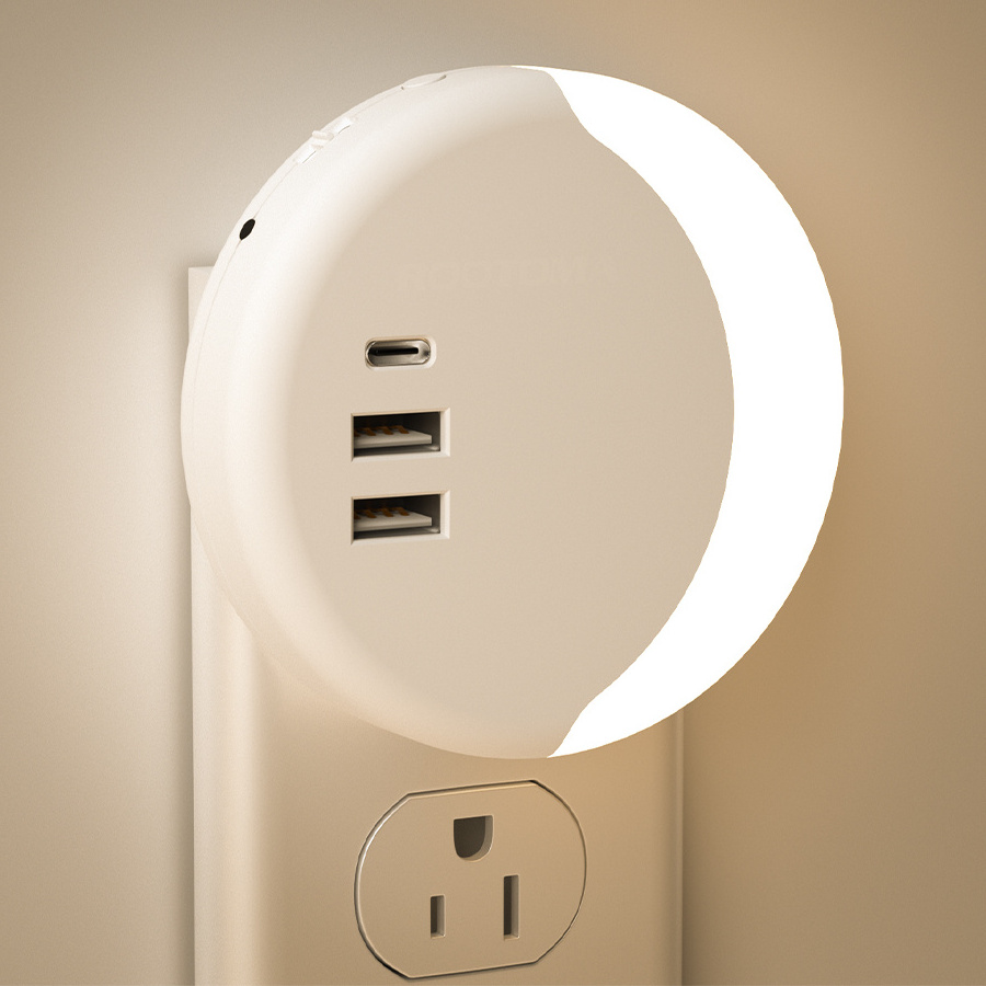 universal   2 usb with type C  LED Night Light  power socket