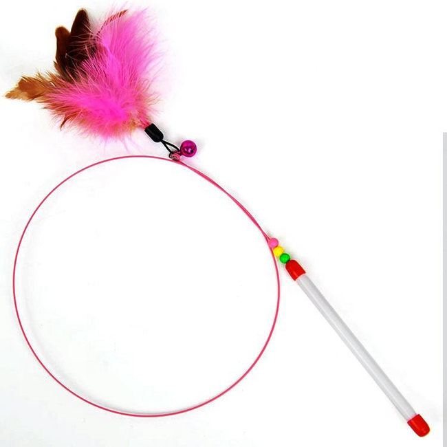 Hot Handle Fishing Rod Retractable Interactive Cat Teaser Pole Funny Stick Feather Bell Cat Teaser Stick Toy