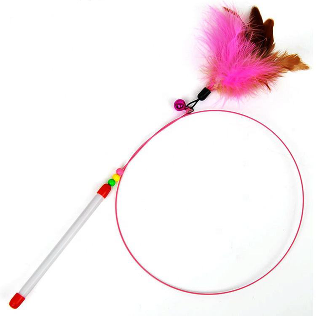 Hot Handle Fishing Rod Retractable Interactive Cat Teaser Pole Funny Stick Feather Bell Cat Teaser Stick Toy