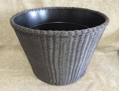 Decorative Round Indoor Polyrattan Basket Flower Planters with Handles - 8.75