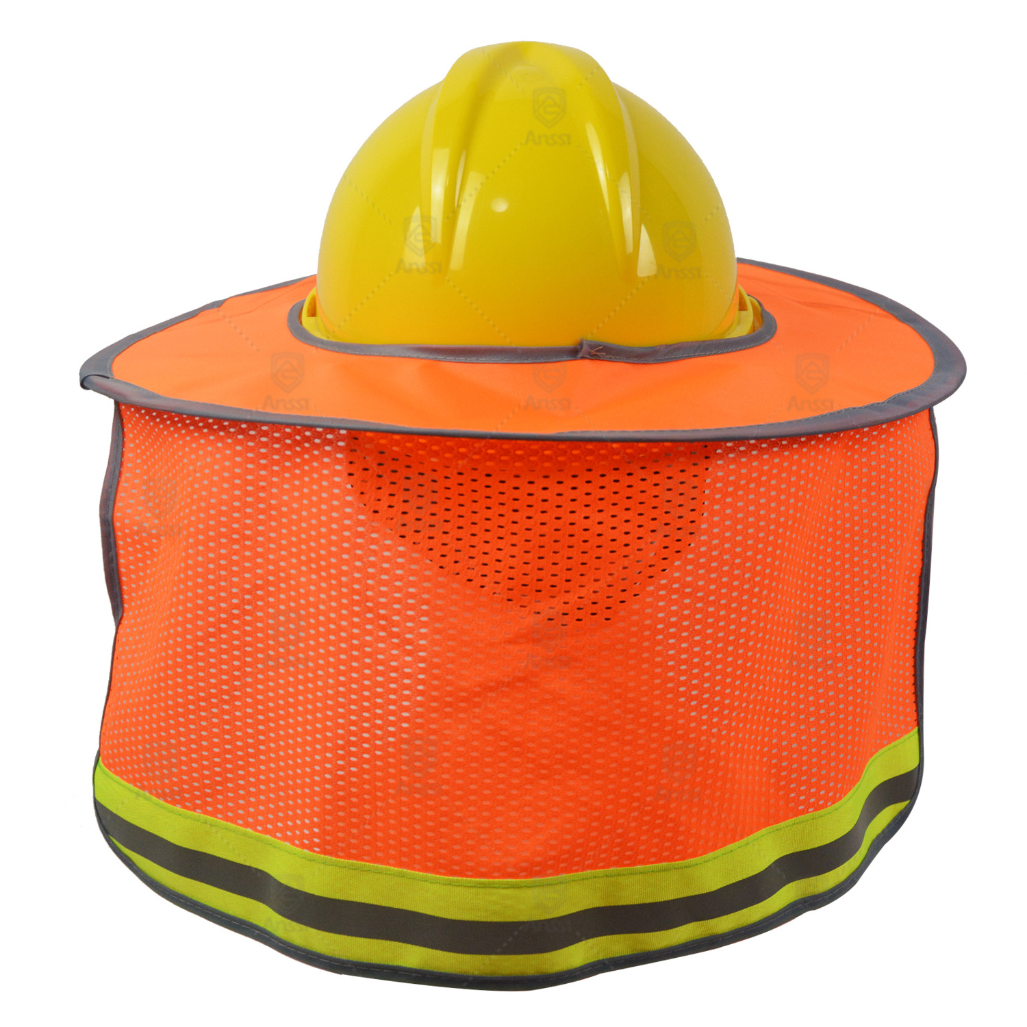 Hi viz reflective safety helmet neck shield full brim mesh hard hat sun shade visor for construction worker