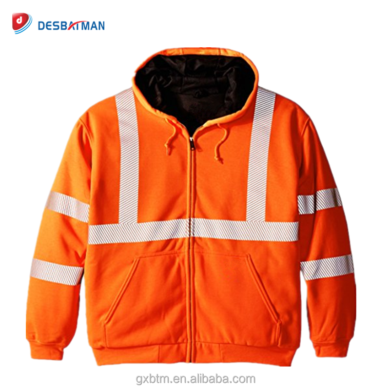 High visibility reflective winter jacket workwear clothes man hi vis class 3 safety sweatshirt