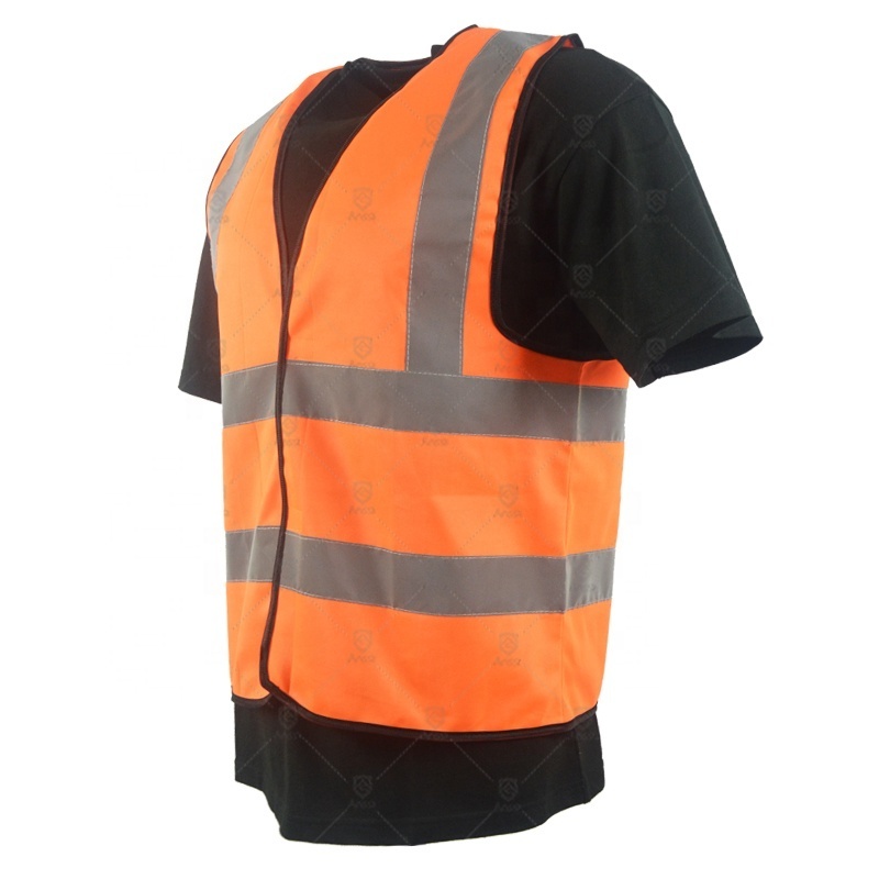 Construction Mens Hi-viz Orange Custom Customised Reflective Safety Work Vest With Logo With Pockets