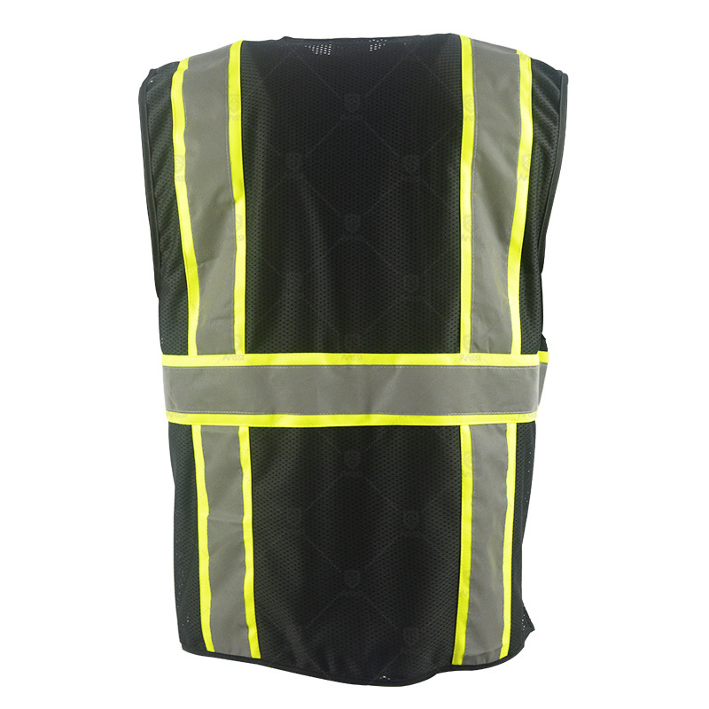 Custom LOGO Black Hi Vis Viz High Visibility Reflective Custom Safety Vest Workwear Executive Waistcoats