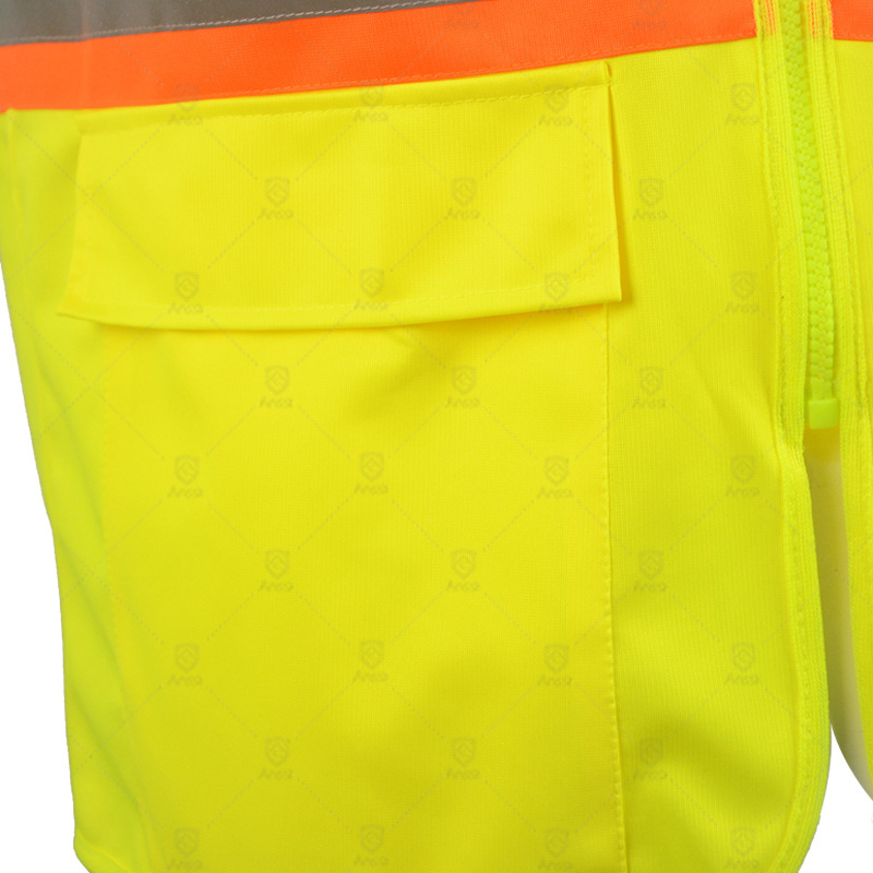 High visibility fluorescence yellow half sleeve security waistcoat ANSI class 3 safety reflective safety vest with pockets