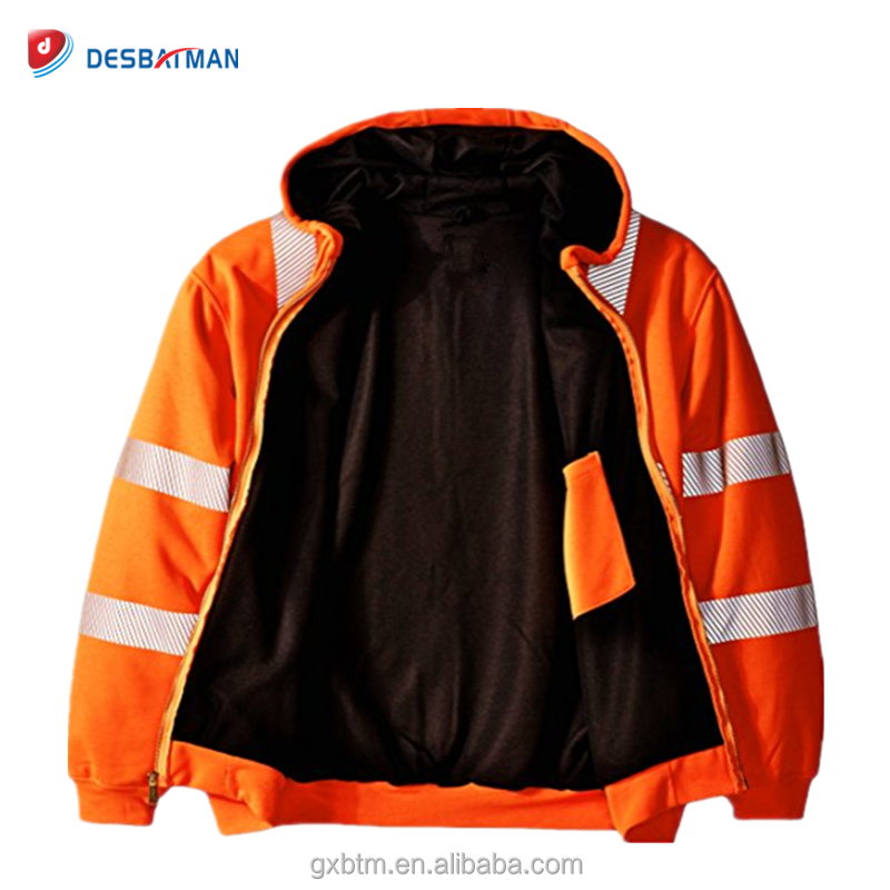 High visibility reflective winter jacket workwear clothes man hi vis class 3 safety sweatshirt