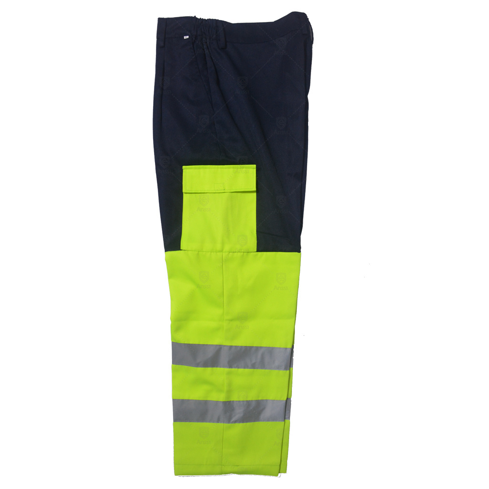 High Quality High Visibility Traffic Road Safety Reflective Work Cool Pants Yellow Construction Security Trousers