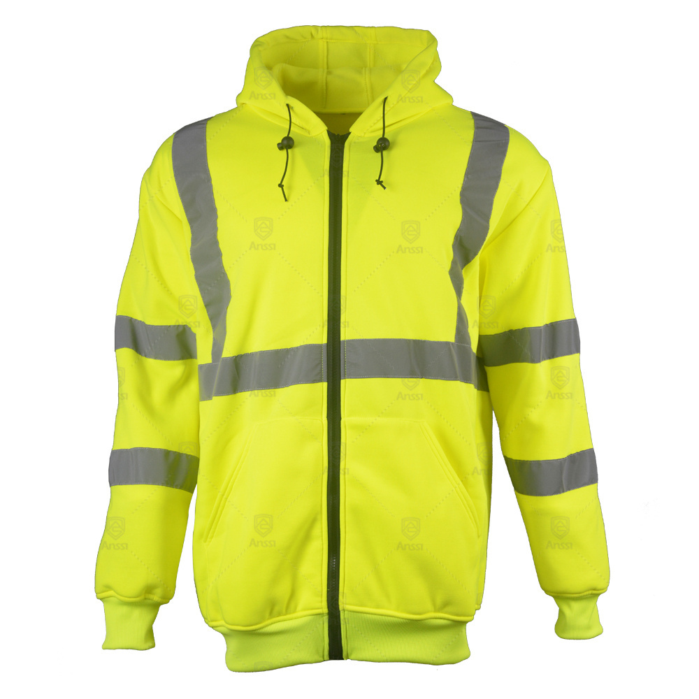 High visibility reflective winter jacket workwear clothes man hi vis class 3 safety sweatshirt