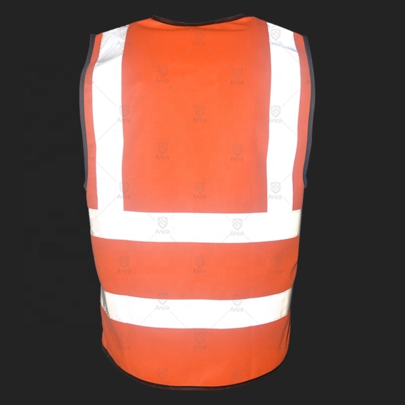 Construction Mens Hi-viz Orange Custom Customised Reflective Safety Work Vest With Logo With Pockets