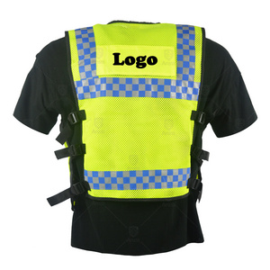 High visibility traffic safety waistcoat multi-function pocket hi vis reflective vest with custom logo