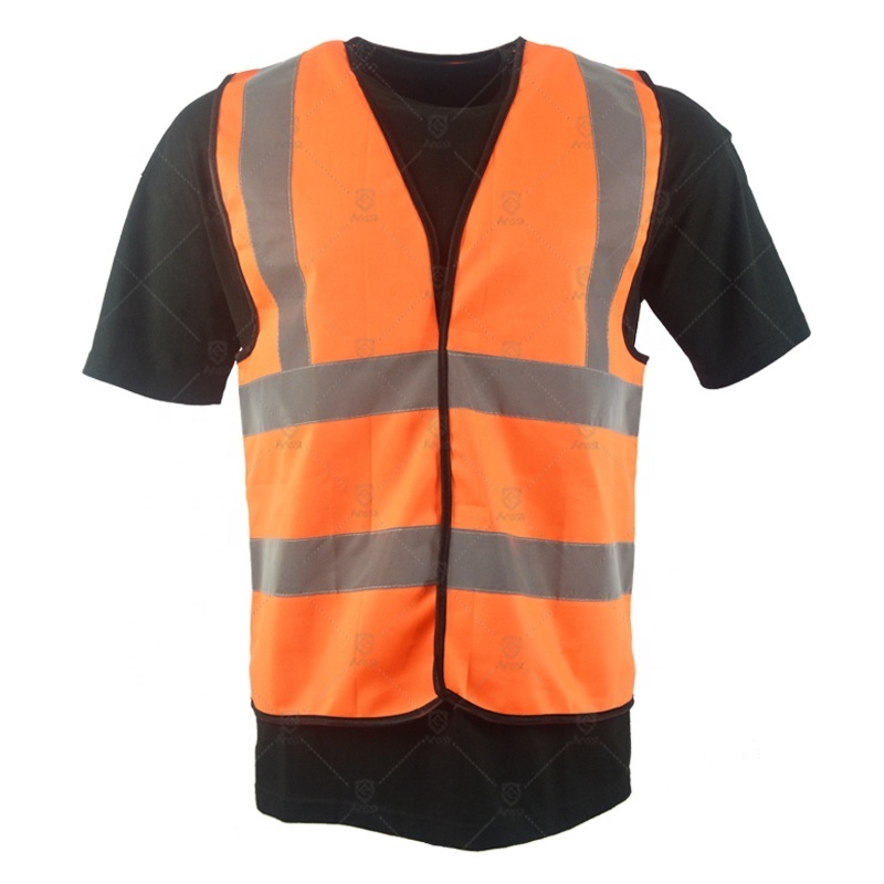 Construction Mens Hi-viz Orange Custom Customised Reflective Safety Work Vest With Logo With Pockets