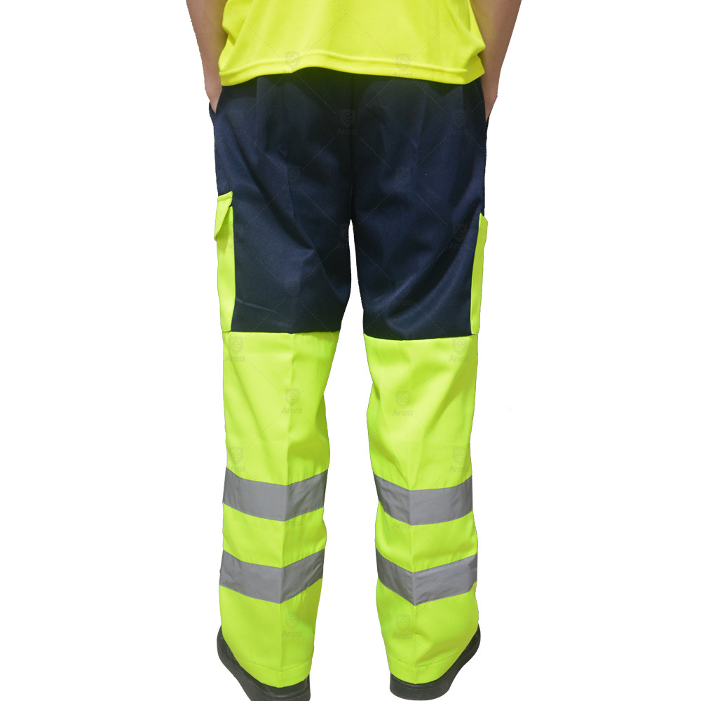 High Quality High Visibility Traffic Road Safety Reflective Work Cool Pants Yellow Construction Security Trousers