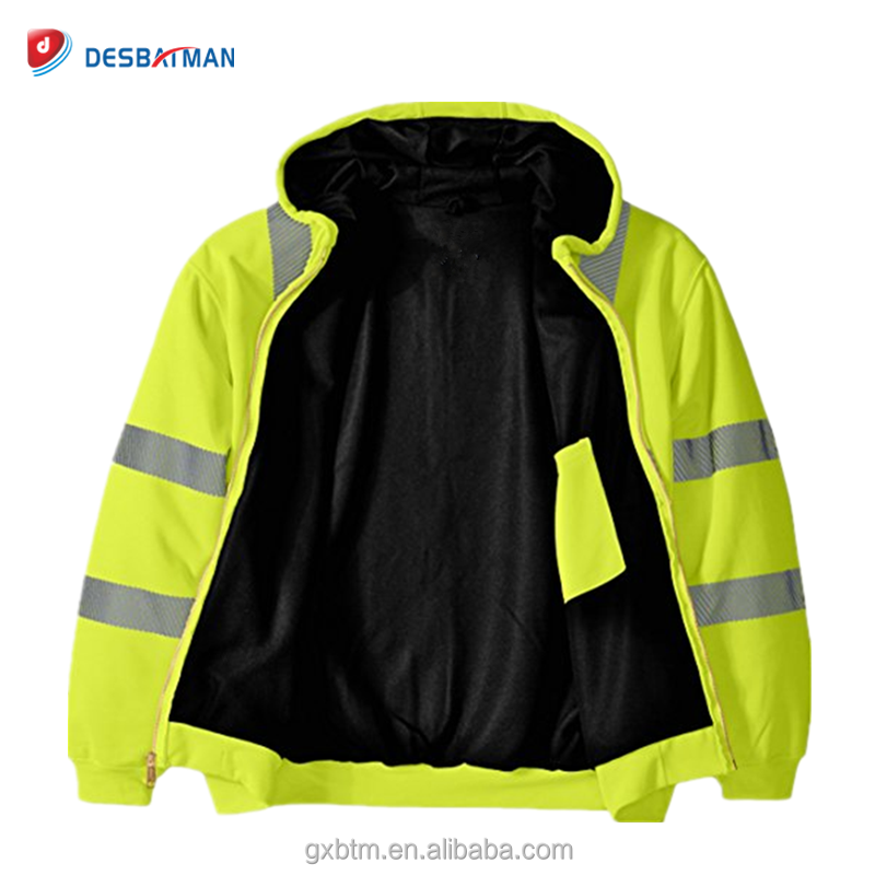 High visibility reflective winter jacket workwear clothes man hi vis class 3 safety sweatshirt