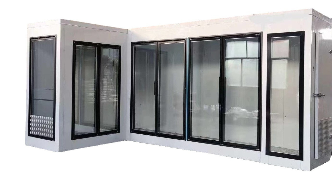 High quality walk in freezer cooler doors cold storage beer cave glass door with shelves