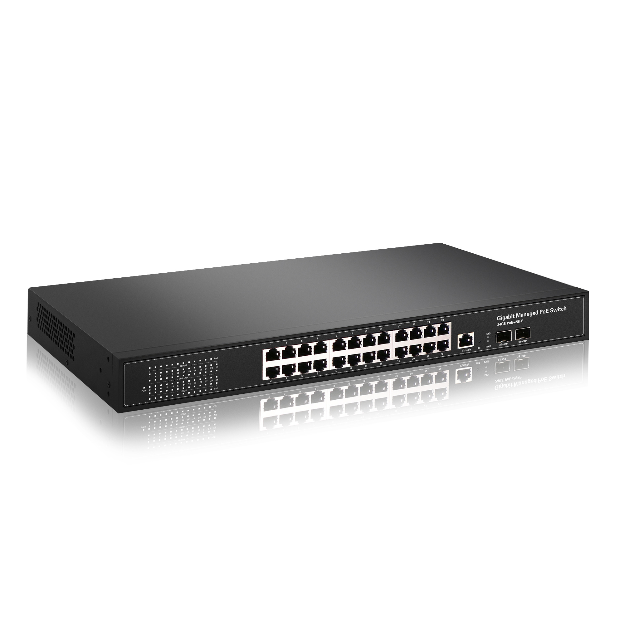 24 Port Gigabit layer 2 Managed Rack-mount l2 l3 Ethernet Network Switch with 2 Fiber Optic SFP Slots