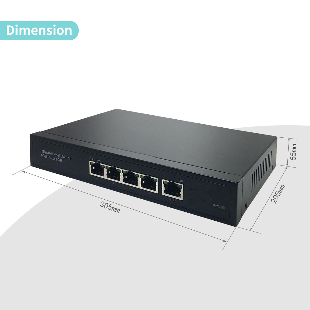 Factory 48V DC power Enterprise 4 port gigabit  poe ethernet network switch for cctv camera