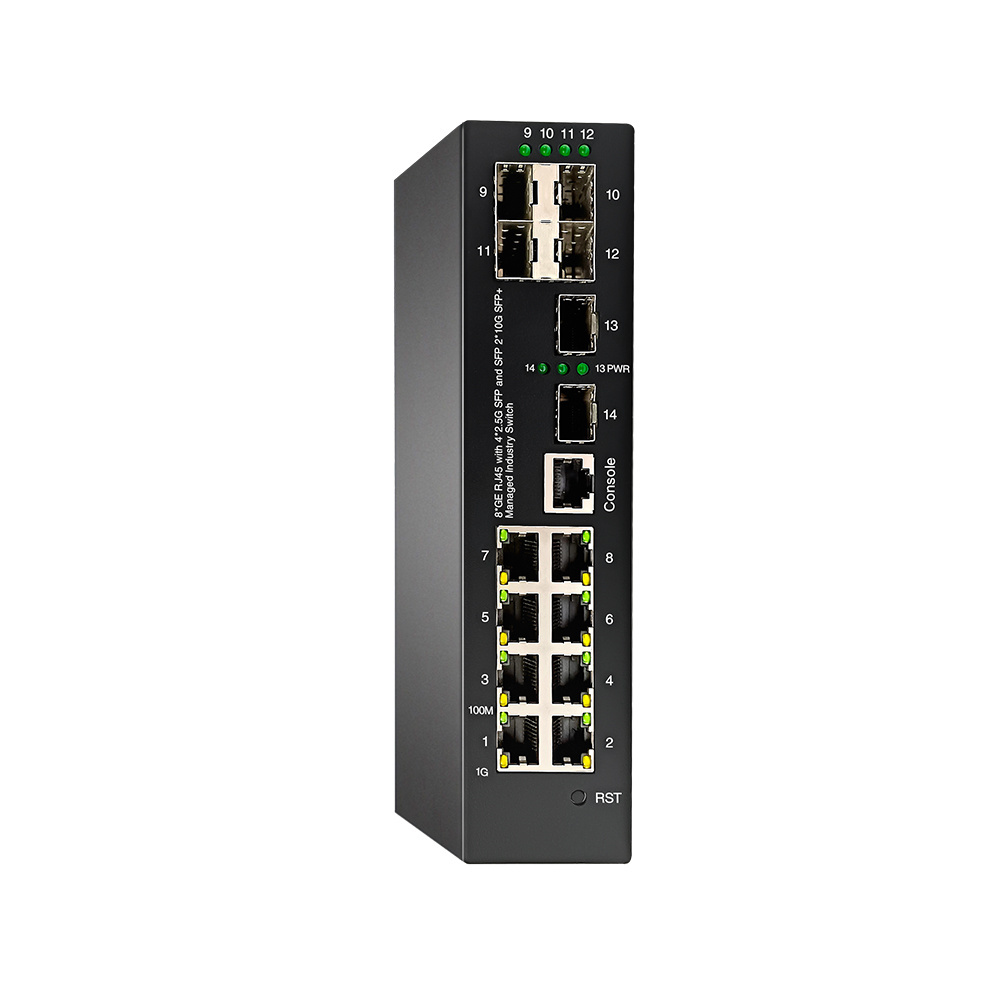 L2 Managed Gigabit 8 port poe industrial switch+ 4x2.5G SFP +2x10G sfp switch