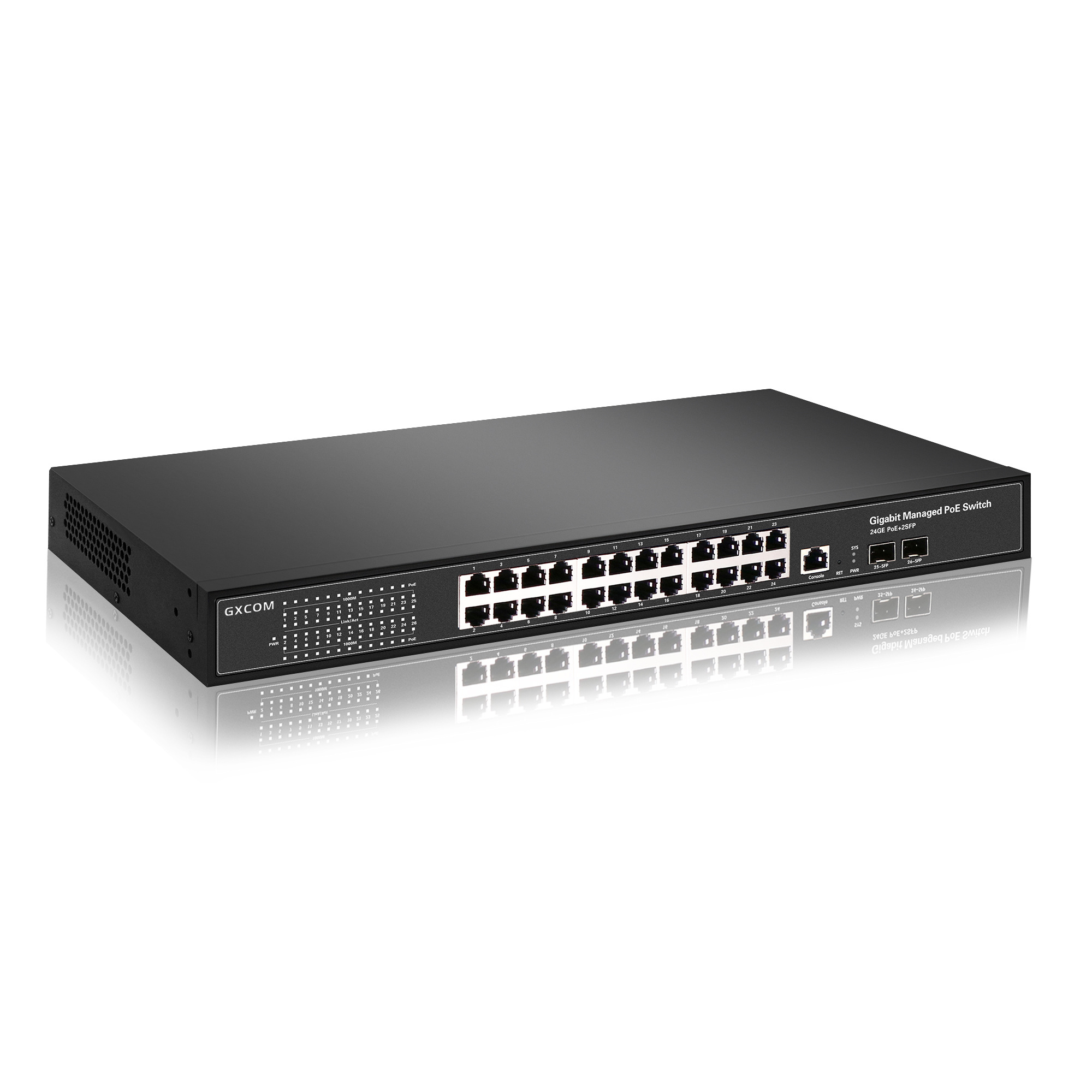 ODM 400W Gigabit IPv6 L2 L3 Managed 24 Port PoE Switch with 2X1G SFP Slots