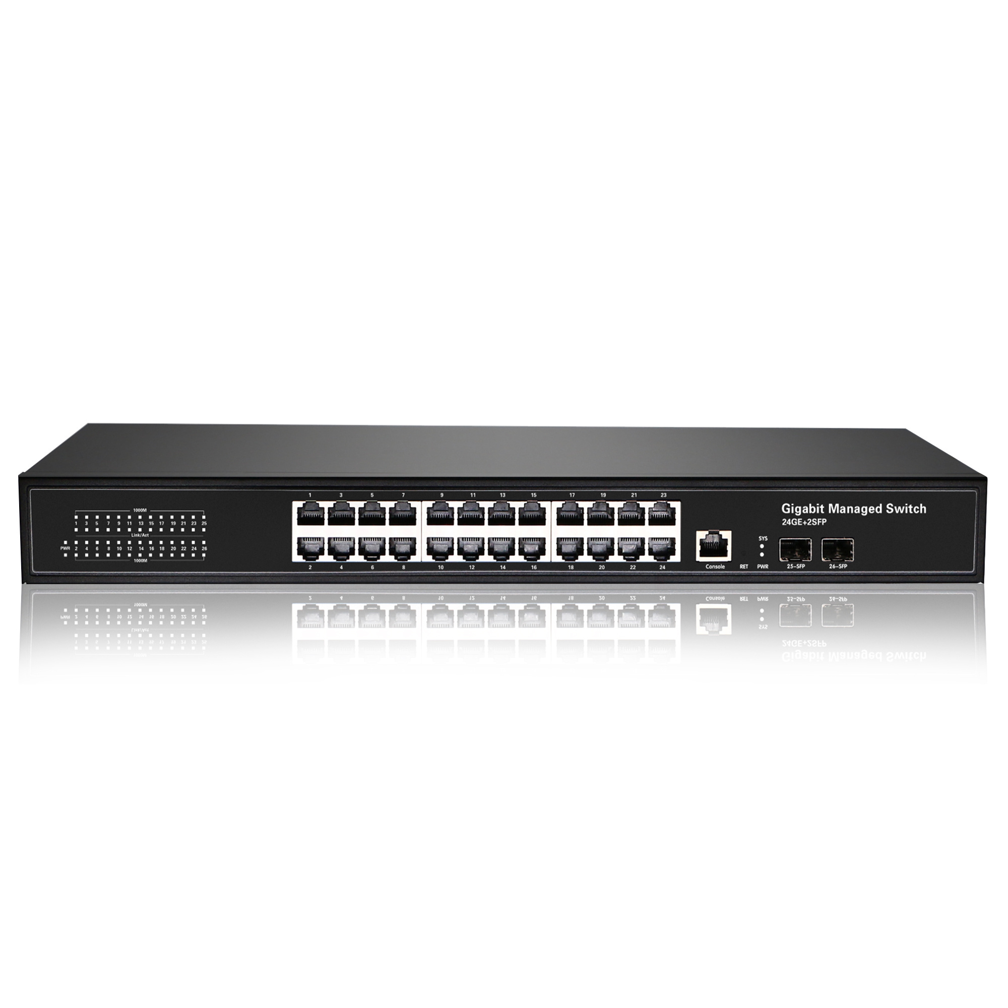 24 Port Gigabit layer 2 Managed Rack-mount l2 l3 Ethernet Network Switch with 2 Fiber Optic SFP Slots