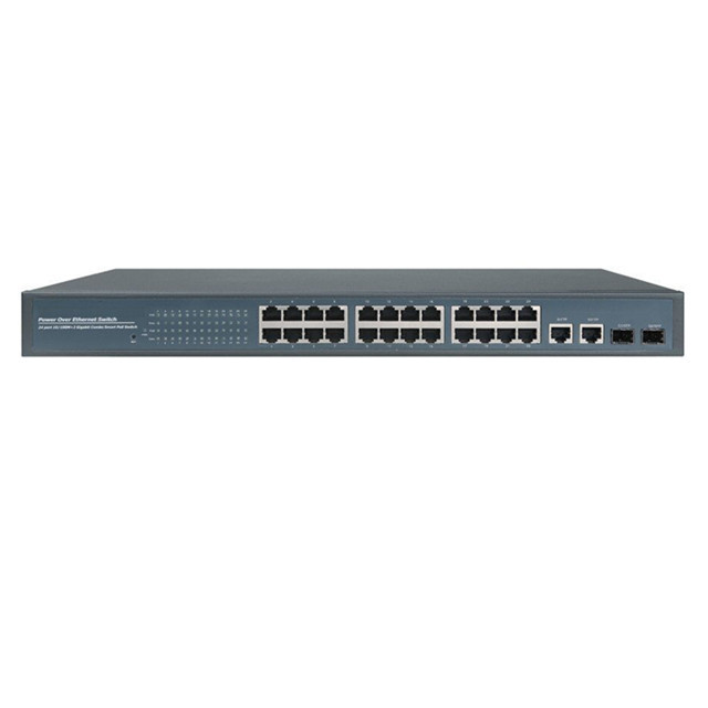 Realtek 1000Mbps Network 24 Ports Poe Ethernet Switch with 2 Gigabit Combo 48V for Hikvision IP Camera