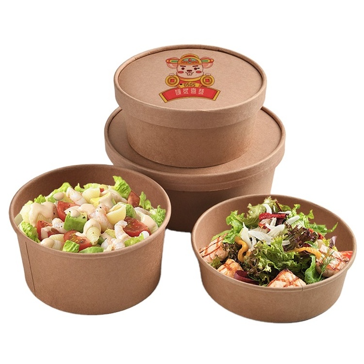 Square paper bowl salad kraft paper food grade paper plates bowls