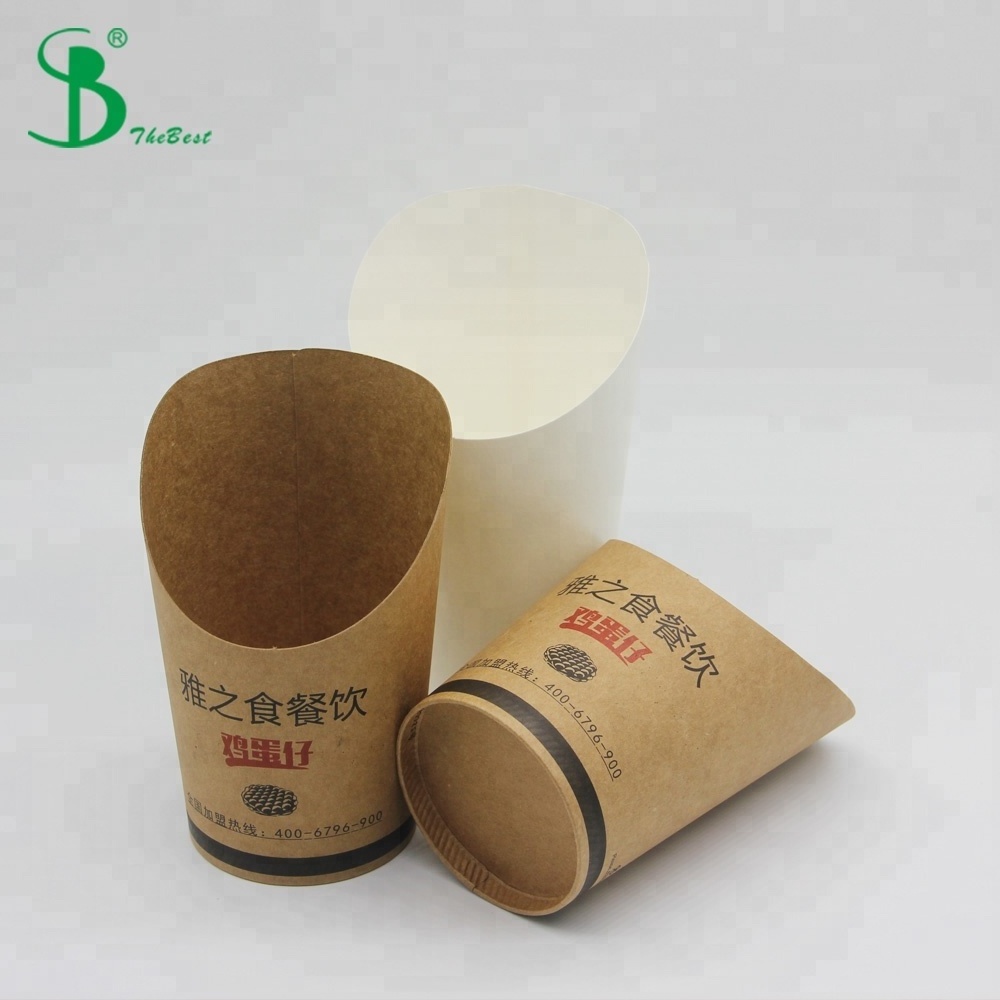 Custom Kraft Paper French Fry Container Egg Waffle Bubble Packaging Box