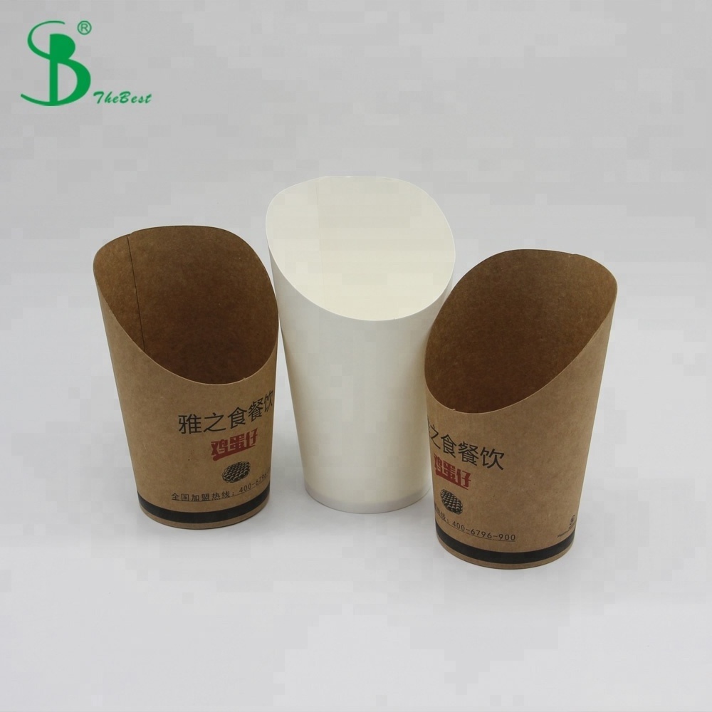 Custom Kraft Paper French Fry Container Egg Waffle Bubble Packaging Box