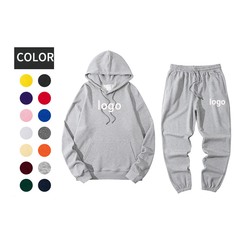 High Quality Custom Blank Men Sweatsuit Set Blank Plus Size Hoodie And Jogger Set Heavyweight Tracksuits For Men