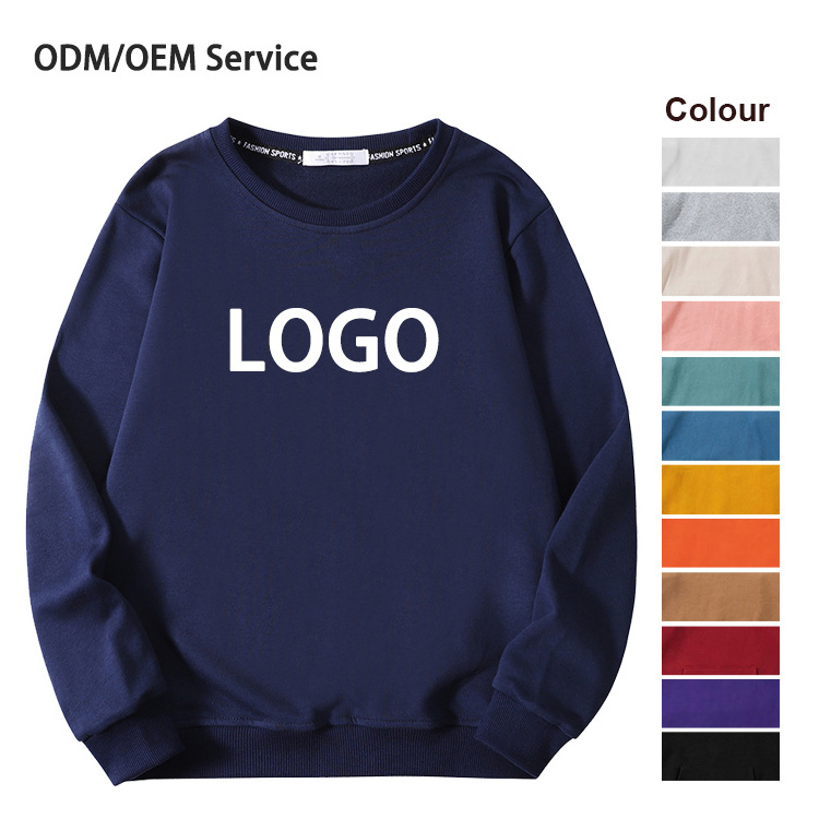 Suppliers Navy corded high quality embroidered embossed custom logo soft unisex crew neck sweatshirts for men